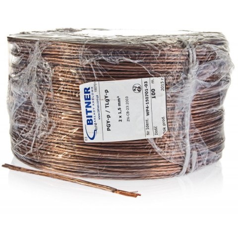 PRZEWÓD GŁOŚNIKOWY BITNER BiTsound PGY-p (TLgY) 2x1,5mm ROLKA 100m. PRZEWÓD GŁOŚNIKOWY BITNER BiTsound PGY-p (TLgY) 2x1,5mm ROLKA 100m.
