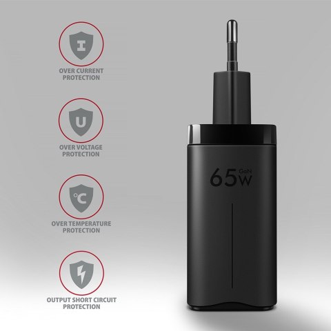 AXAGON ACU-DPQ65 Ładowarka sieciowa, GaN 65W, 3x port (USB-A + dual USB-C), PD3.0/QC4+/PPS/Apple AXAGON ACU-DPQ65 Ładowarka sieciowa, GaN 65W, 3x port (USB-A + dual USB-C), PD3.0/QC4+/PPS/Apple