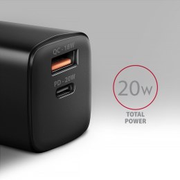 Axagon ACU-PQ20 wall charger QC3.0/AFC/FCP+ PD type-C 20 W - schwarz - USB Typ C Telefon komórkowy, Smartfon, Smartwatch, Tablet