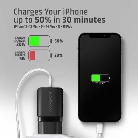 Axagon ACU-PQ20 wall charger QC3.0/AFC/FCP+ PD type-C 20 W - schwarz - USB Typ C Telefon komórkowy, Smartfon, Smartwatch, Tablet Axagon ACU-PQ20 wall charger QC3.0/AFC/FCP+ PD type-C 20 W - schwarz - USB Typ C Telefon komórkowy, Smartfon, Smartwatch, Tablet