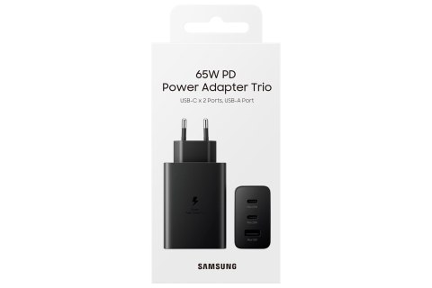 Ładowarka sieciowa SAMSUNG Trio EP-T6530 65W PD 1x USB-A, 2x USB-C (EP-T6530NBEGEU) Czarny