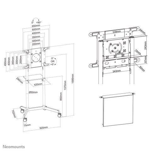 Neomounts by Newstar NM-M1250 177,8 cm (70") Biały Neomounts by Newstar NM-M1250 177,8 cm (70") Biały