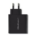 Qoltec 51716 Ładowarka sieciowa | 63W | 5-20V | 1.5-3A | USB typ C PD | USB QC 3.0 | Czarna