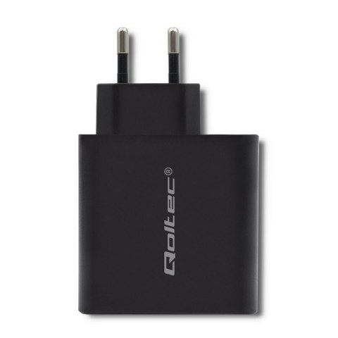 Qoltec 51716 Ładowarka sieciowa | 63W | 5-20V | 1.5-3A | USB typ C PD | USB QC 3.0 | Czarna