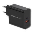 Qoltec 51716 Ładowarka sieciowa | 63W | 5-20V | 1.5-3A | USB typ C PD | USB QC 3.0 | Czarna