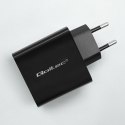 Qoltec 52378 ładowarka do urządzeń przenośnych Laptop, Przenośna konsola do gier, Power bank, Smartfon, Smartwatch, Tablet Czarn