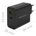Qoltec 52378 ładowarka do urządzeń przenośnych Laptop, Przenośna konsola do gier, Power bank, Smartfon, Smartwatch, Tablet Czarn