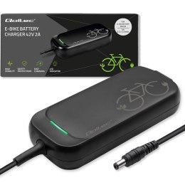 Qoltec Szybka Ładowarka do roweru skutera elektrycznego 36V | 42V | 2A | 5.5*2.5 | wodoodporna +kabel zasilający