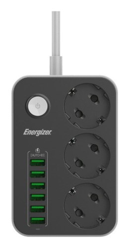 Energizer EPB2500W01EU rozgałęziacz 2 m 3 x gniazdo sieciowe Wewnętrzna Biały, Czarny