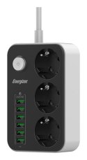 Energizer EPB2500W01EU rozgałęziacz 2 m 3 x gniazdo sieciowe Wewnętrzna Biały, Czarny