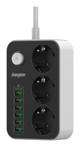 Energizer EPB2500W01EU rozgałęziacz 2 m 3 x gniazdo sieciowe Wewnętrzna Biały, Czarny
