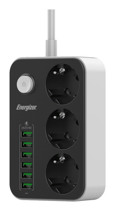 Energizer EPB2500W01EU rozgałęziacz 2 m 3 x gniazdo sieciowe Wewnętrzna Biały, Czarny Energizer EPB2500W01EU rozgałęziacz 2 m 3 x gniazdo sieciowe Wewnętrzna Biały, Czarny