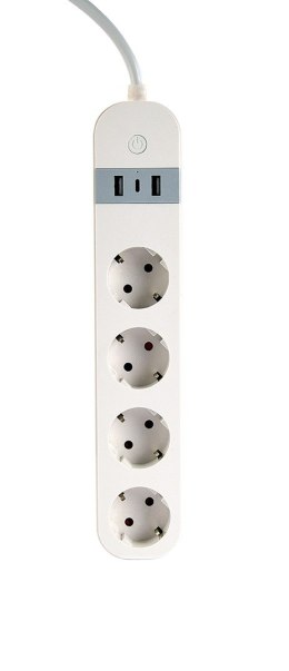 Gembird TSL-PS-S4U-01-W inteligentna listwa zasilająca 4 x gniazdo sieciowe Typu E 1,5 m 3 3880 W Biały