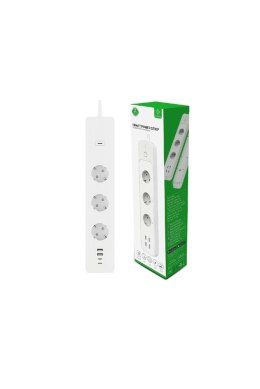 Inteligentna listwa zasilająca WOOX R6132 3xgniazdo sieciowe AC Typ F (CEE 7/4), 2xUSB, 2xUSB-C, WiFi, 1,5m, Biała