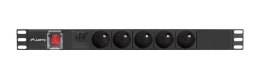 Lanberg PDU-05E-0200-BK rozdzielacz zasilania PDU 5 x gniazdo sieciowe 1U Czarny