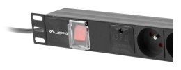 Lanberg PDU-05E-0200-BK rozdzielacz zasilania PDU 5 x gniazdo sieciowe 1U Czarny