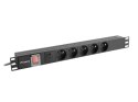 Lanberg PDU-05E-0200-BK rozdzielacz zasilania PDU 5 x gniazdo sieciowe 1U Czarny
