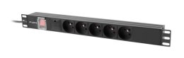 Lanberg PDU-05E-0200-IEC-BK rozdzielacz zasilania PDU 5 x gniazdo sieciowe 1U Czarny