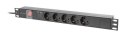 Lanberg PDU-05F-0200-BK rozdzielacz zasilania PDU 5 x gniazdo sieciowe 1U Czarny