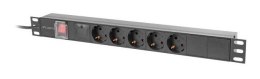 Lanberg PDU-05F-0200-BK rozdzielacz zasilania PDU 5 x gniazdo sieciowe 1U Czarny