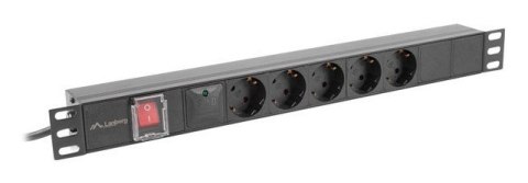 Lanberg PDU-05F-0200-BK rozdzielacz zasilania PDU 5 x gniazdo sieciowe 1U Czarny Lanberg PDU-05F-0200-BK rozdzielacz zasilania PDU 5 x gniazdo sieciowe 1U Czarny