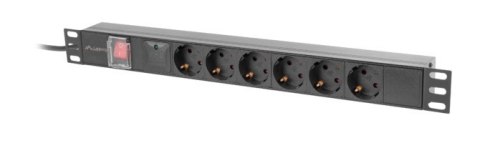 Lanberg PDU-06F-0200-BK rozdzielacz zasilania PDU 6 x gniazdo sieciowe 1U Czarny