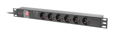 Lanberg PDU-06F-0200-BK rozdzielacz zasilania PDU 6 x gniazdo sieciowe 1U Czarny