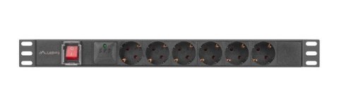 Lanberg PDU-06F-0200-BK rozdzielacz zasilania PDU 6 x gniazdo sieciowe 1U Czarny