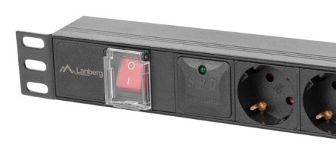 Lanberg PDU-06F-0200-BK rozdzielacz zasilania PDU 6 x gniazdo sieciowe 1U Czarny