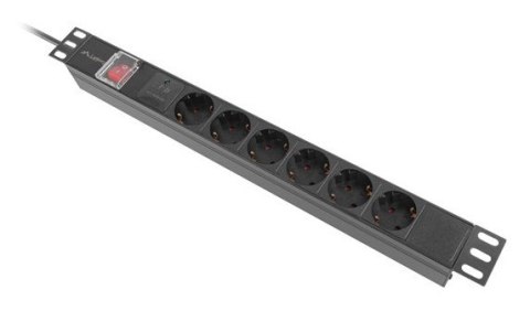 Lanberg PDU-06F-0200-BK rozdzielacz zasilania PDU 6 x gniazdo sieciowe 1U Czarny