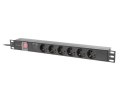 Lanberg PDU-06F-0200-BK rozdzielacz zasilania PDU 6 x gniazdo sieciowe 1U Czarny