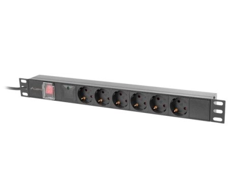 Lanberg PDU-06F-0200-BK rozdzielacz zasilania PDU 6 x gniazdo sieciowe 1U Czarny