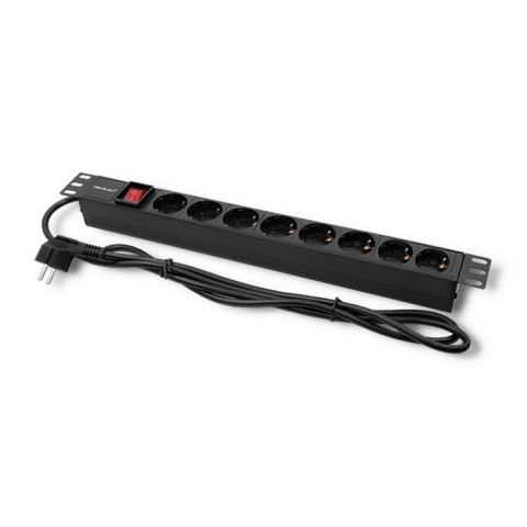Listwa zasilająca Qoltec do szafy RACK 1U 8 gniazd Schuko (2m) czarna Listwa zasilająca Qoltec do szafy RACK 1U 8 gniazd Schuko (2m) czarna