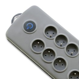 Qoltec 50162 ochrona przeciwprzepięciowa Szary 8 x gniazdo sieciowe 230 V 2,5 m