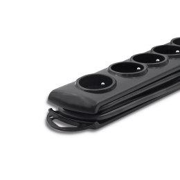 Qoltec 50171 ochrona przeciwprzepięciowa Czarny 7 x gniazdo sieciowe 230 V 1,5 m