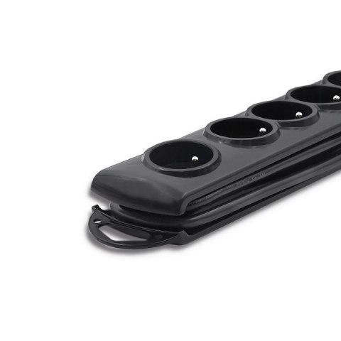 Qoltec 50171 ochrona przeciwprzepięciowa Czarny 7 x gniazdo sieciowe 230 V 1,5 m