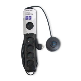 Qoltec 50171 ochrona przeciwprzepięciowa Czarny 7 x gniazdo sieciowe 230 V 1,5 m