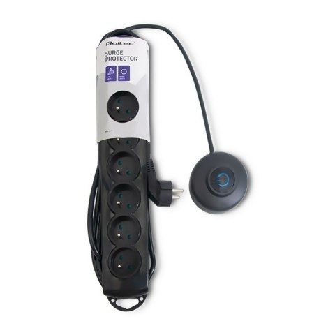 Qoltec 50171 ochrona przeciwprzepięciowa Czarny 7 x gniazdo sieciowe 230 V 1,5 m