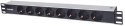 Rozdzielacz zasilania PDU 8 x gniazdo sieciowe 1U Aluminium, Czarny