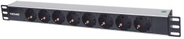 Rozdzielacz zasilania PDU 8 x gniazdo sieciowe 1U Aluminium, Czarny