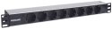 Rozdzielacz zasilania PDU 8 x gniazdo sieciowe 1U Aluminium, Czarny
