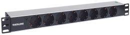 Rozdzielacz zasilania PDU 8 x gniazdo sieciowe 1U Aluminium, Czarny