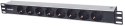 Rozdzielacz zasilania PDU 8 x gniazdo sieciowe 1U Aluminium, Czarny