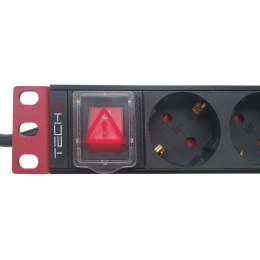 Rozdzielacz zasilania PDU 9 x gniazdo sieciowe 1U Czarny, Czerwony