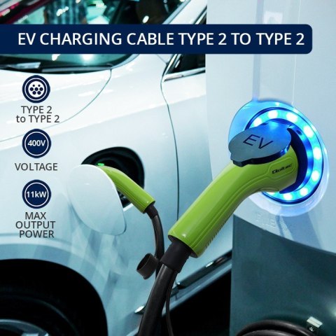 QOLTEC KABEL EV TYP2 DO ŁADOWANIA SAMOCHODU | 400V | 11KW | 16A | 5M QOLTEC KABEL EV TYP2 DO ŁADOWANIA SAMOCHODU | 400V | 11KW | 16A | 5M