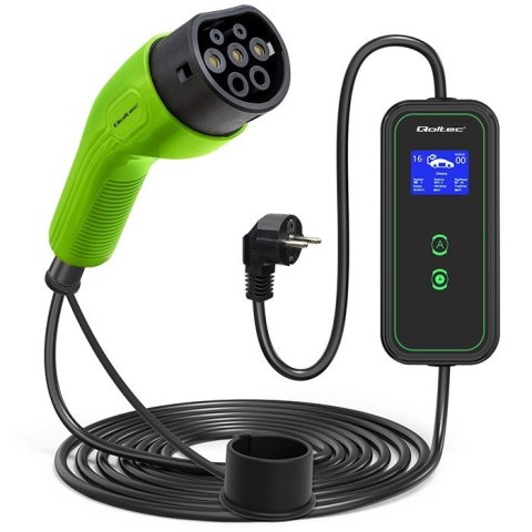 Qoltec 52476 Mobilna ładowarka do samochodu elektrycznego EV z regulacją 2w1 Typ2 | 3.5kW | 230V | Wi-fi | LCD | Przenośna | Wal Qoltec 52476 Mobilna ładowarka do samochodu elektrycznego EV z regulacją 2w1 Typ2 | 3.5kW | 230V | Wi-fi | LCD | Przenośna | Wal