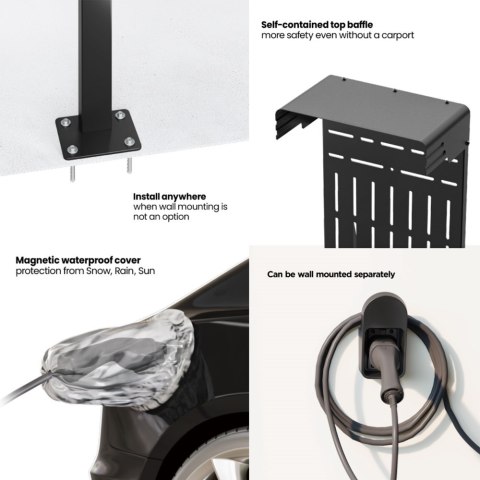 Zewnętrzny stojak do ładowarek samochodowych EV oraz PHEV Maclean, stalowy, 15kg max, MCE456 Zewnętrzny stojak do ładowarek samochodowych EV oraz PHEV Maclean, stalowy, 15kg max, MCE456