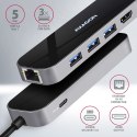 Axagon HMC-6GL stacja dokująca USB 3.2 Gen 1 (3.1 Gen 1) Type-C Czarny, Szary