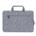 Etui na laptop 13,3" RIVACASE Anvik, jasny szare, z uchwytem, z materiału wodoodpornego, pluszowe wnętrze, tylna kieszeń na smar