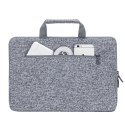 Etui na laptop 13,3" RIVACASE Anvik, jasny szare, z uchwytem, z materiału wodoodpornego, pluszowe wnętrze, tylna kieszeń na smar